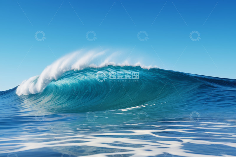 高清大图下载【趣麦麦图】蓝色海洋翻涌的波浪