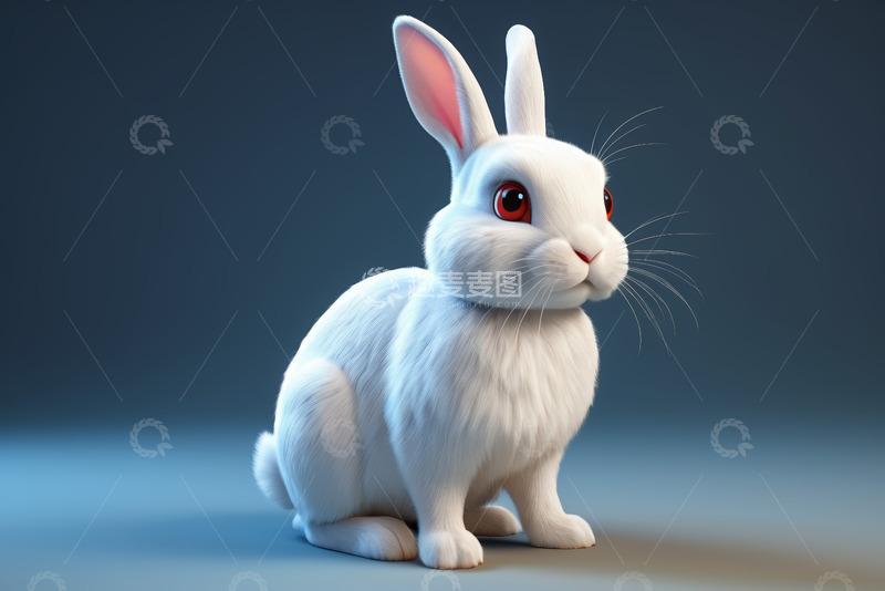 高清大图下载【趣麦麦图】可爱白兔3D渲染图