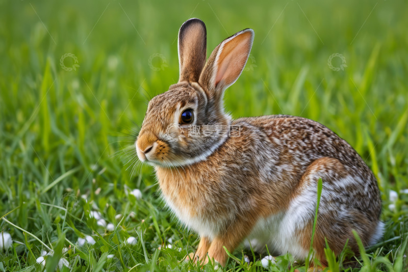 高清大图下载【趣麦麦图】草地上的兔子特写