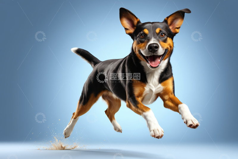 高清大图下载【趣麦麦图】奔跑的三色犬