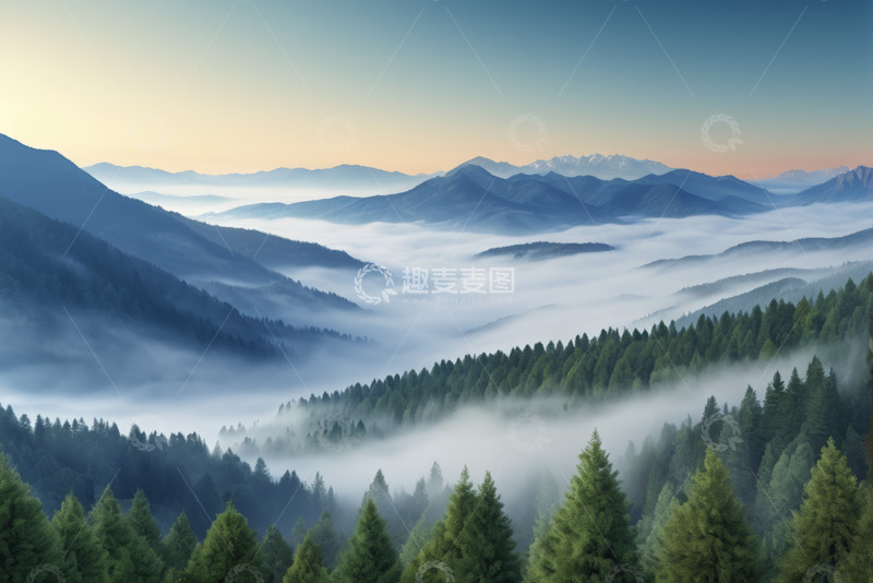 高清大图下载【趣麦麦图】山林云海自然风光全景