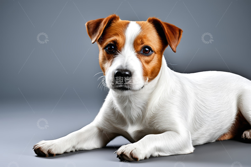 高清大图下载【趣麦麦图】趴着的杰克罗素梗犬特写