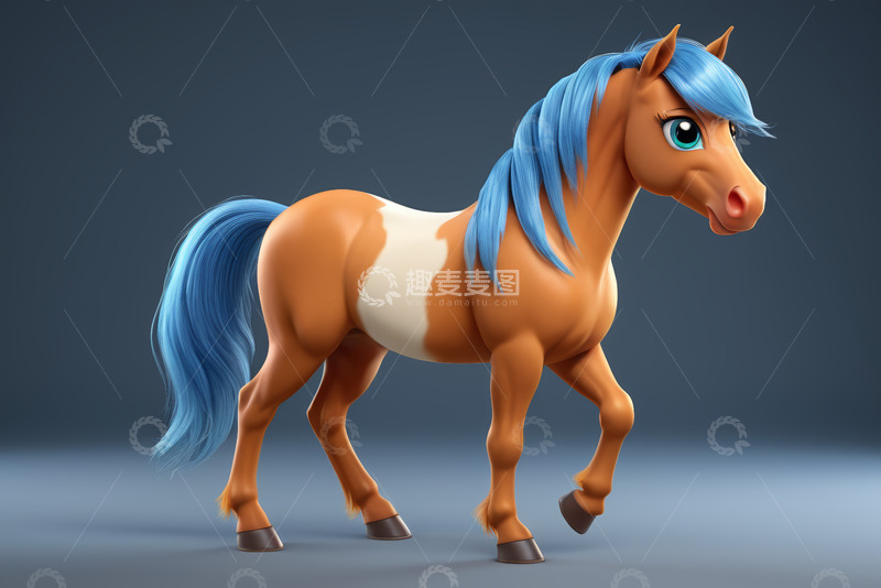 高清大图下载【趣麦麦图】卡通风格小马行走素材