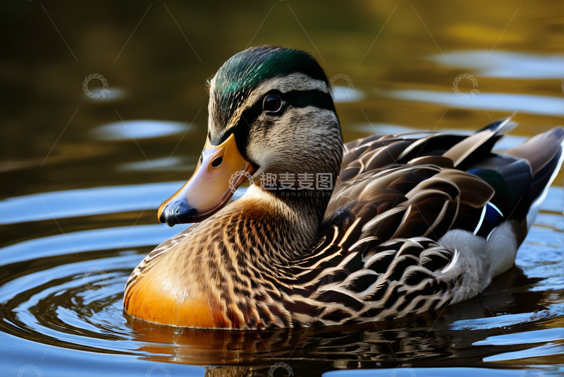 高清大图下载【趣麦麦图】水中游动的绿头鸭特写