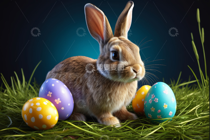 高清大图下载【趣麦麦图】复活节兔子与彩蛋