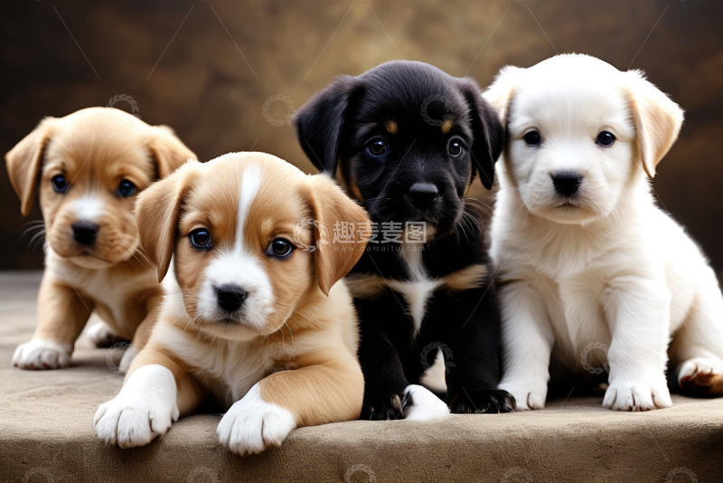 高清大图下载【趣麦麦图】多只可爱幼犬趴坐在一起