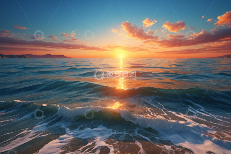 高清大图下载【趣麦麦图】海上日落景象