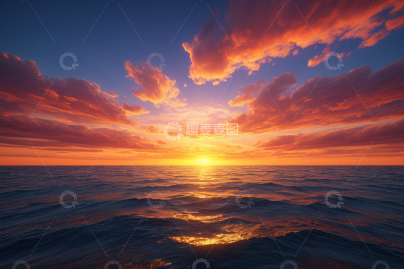 高清大图下载【趣麦麦图】海上日落天空云彩美景