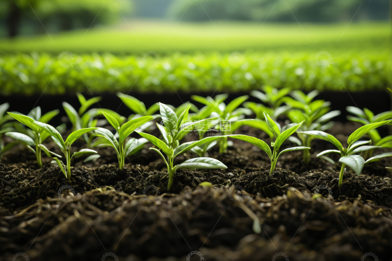 高清大图下载【趣麦麦图】田间嫩绿植物幼苗生长景象