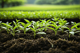 田间嫩绿植物幼苗生长景象