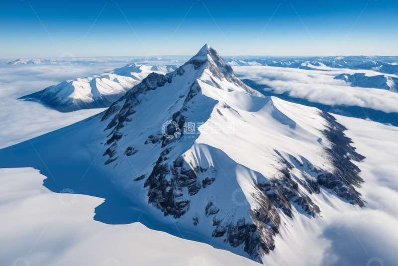 高清大图下载【趣麦麦图】雪山高空俯瞰自然景观