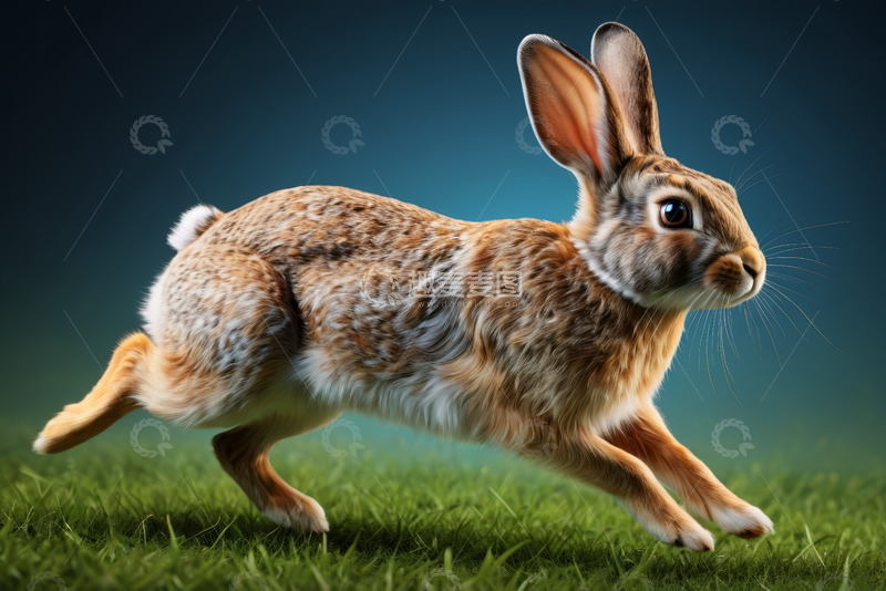 高清大图下载【趣麦麦图】奔跑的野兔特写素材