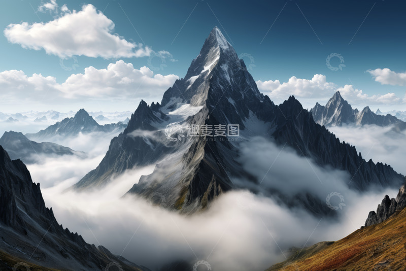 高清大图下载【趣麦麦图】巍峨雪山与云海景观