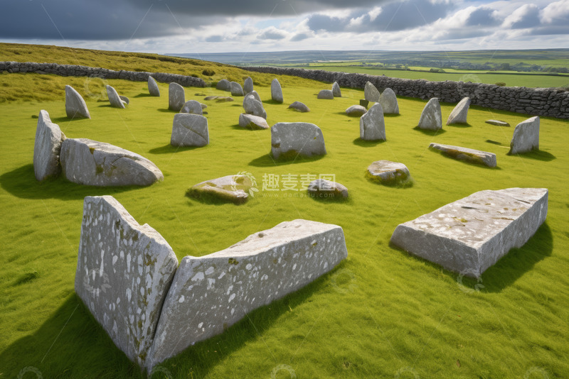 高清大图下载【趣麦麦图】草地中的古代石头遗迹