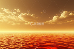 海面夕阳云朵全景