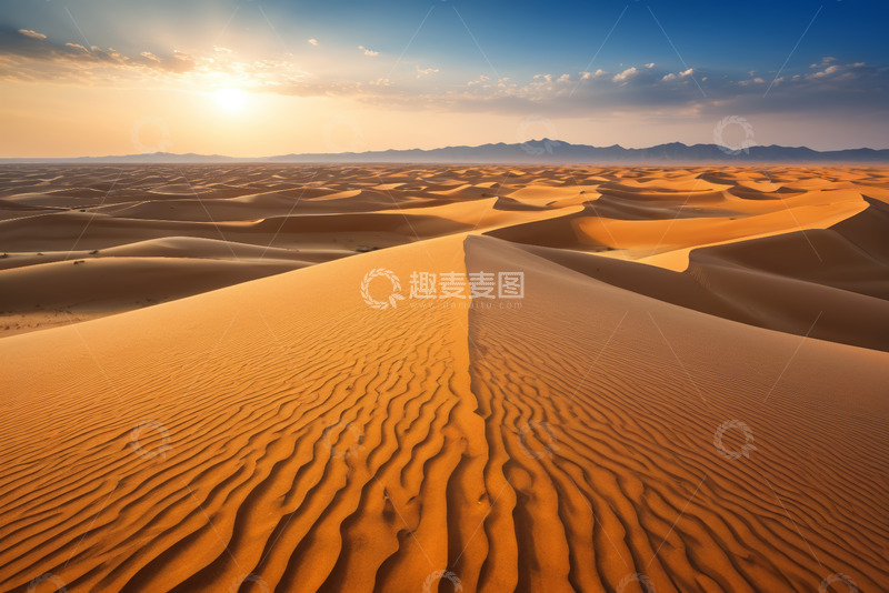 高清大图下载【趣麦麦图】沙漠日落全景自然风光