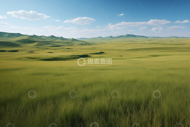 高清大图下载【趣麦麦图】广袤草原与蓝天白云风景