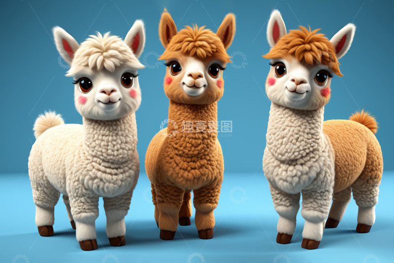 高清大图下载【趣麦麦图】三只可爱羊驼形象素材