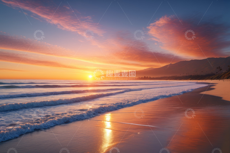 高清大图下载【趣麦麦图】海滩日落自然风光