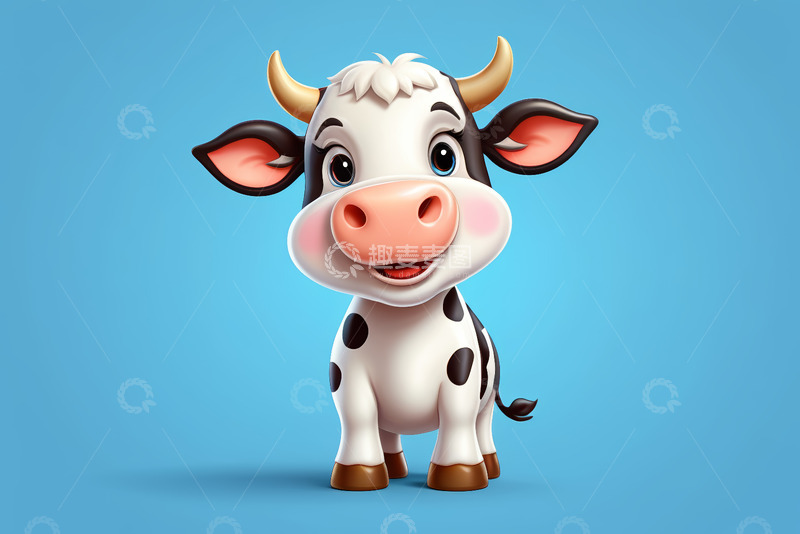 高清大图下载【趣麦麦图】卡通奶牛形象素材