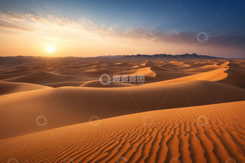 高清大图下载【趣麦麦图】沙漠日落全景风光