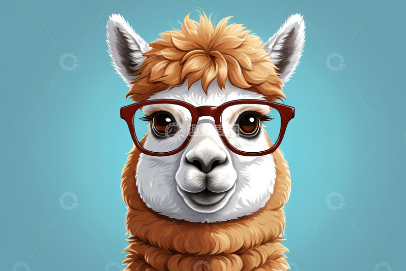 高清大图下载【趣麦麦图】戴眼镜的羊驼特写