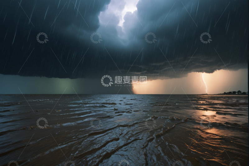 高清大图下载【趣麦麦图】海上暴风雨来临景象