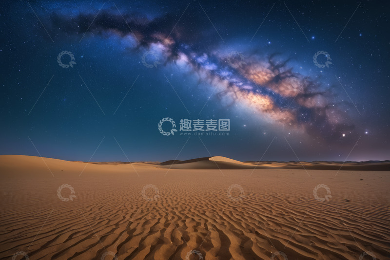 高清大图下载【趣麦麦图】沙漠星空全景