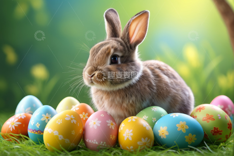 高清大图下载【趣麦麦图】复活节兔子与彩蛋特写