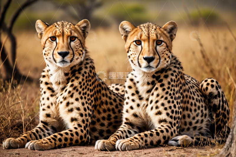 高清大图下载【趣麦麦图】非洲草原上的两只猎豹
