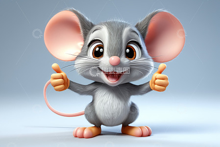 可爱卡通老鼠竖大拇指形象