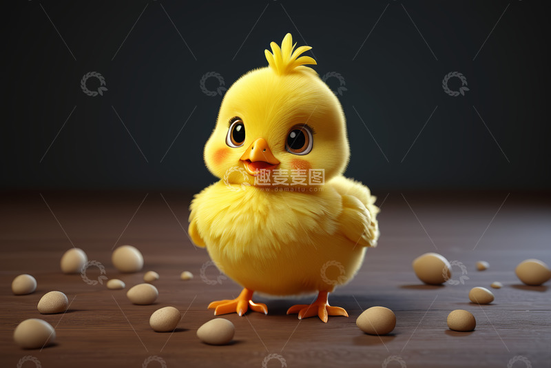 高清大图下载【趣麦麦图】可爱卡通小鸡与散落的鸡蛋