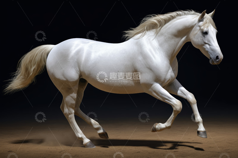 高清大图下载【趣麦麦图】奔跑的白色骏马