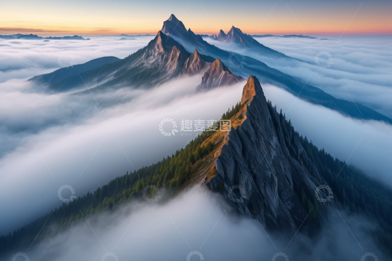 高清大图下载【趣麦麦图】群山云海日出景象