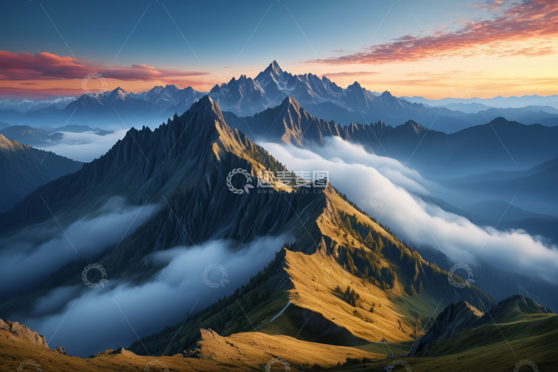 高清大图下载【趣麦麦图】壮丽山景日出云海风光