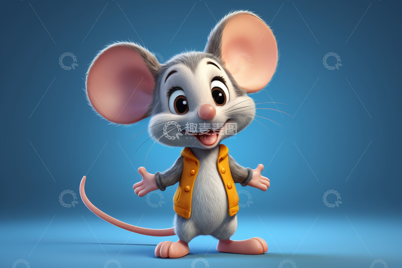 高清大图下载【趣麦麦图】可爱卡通老鼠张开双臂形象