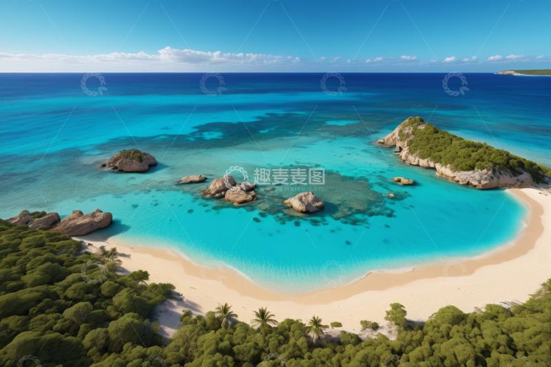 高清大图下载【趣麦麦图】热带海滩与海洋鸟瞰全景