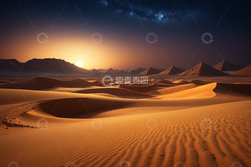 高清大图下载【趣麦麦图】沙漠日出全景