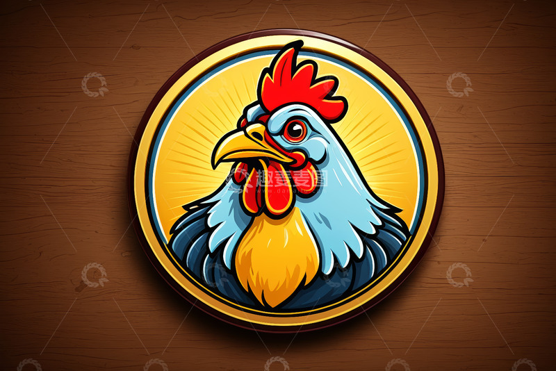 高清大图下载【趣麦麦图】圆形卡通公鸡图案设计