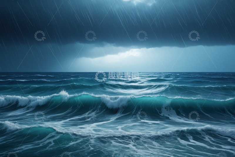 高清大图下载【趣麦麦图】暴风雨中的海洋波浪景象