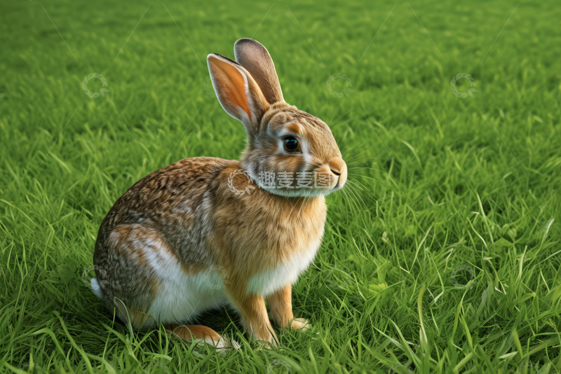 高清大图下载【趣麦麦图】草地上的兔子特写