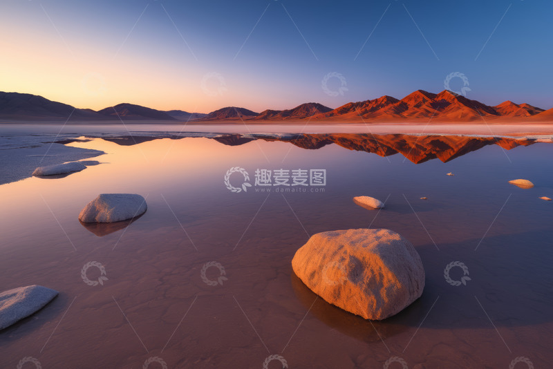 高清大图下载【趣麦麦图】夕阳下山水倒影自然景观