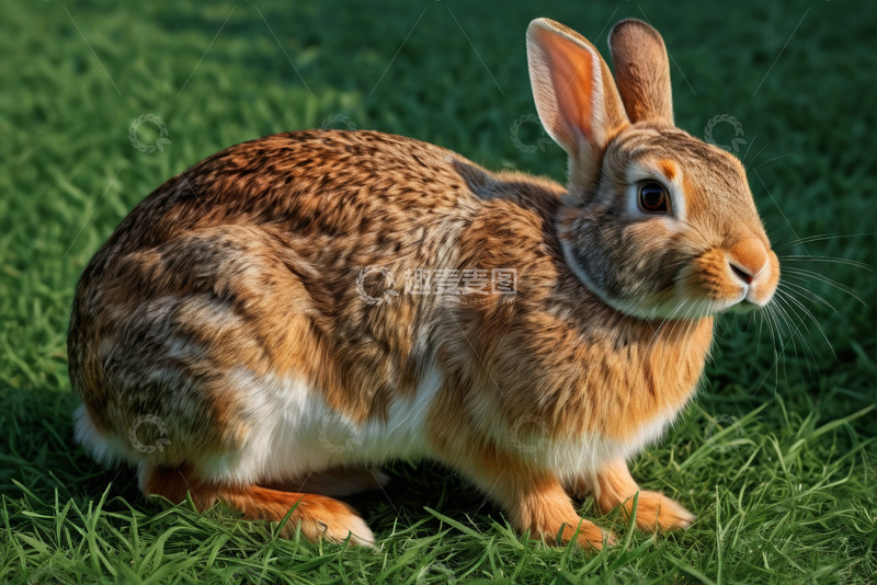 高清大图下载【趣麦麦图】草地上的棕色兔子特写