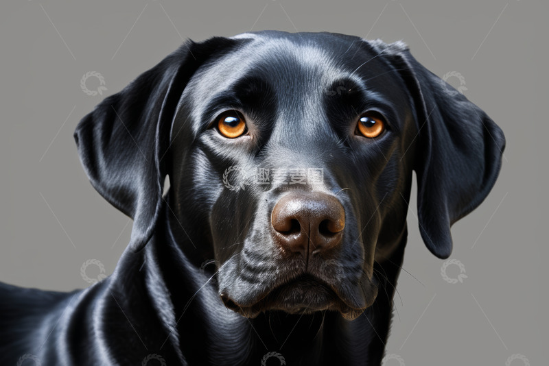 高清大图下载【趣麦麦图】黑色拉布拉多犬特写