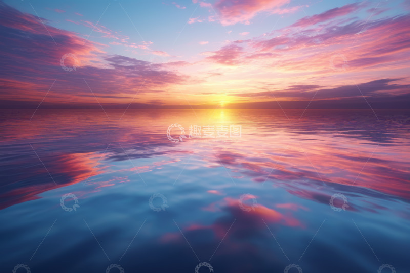 高清大图下载【趣麦麦图】海上日出天空云彩美景