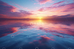 海上日出天空云彩美景