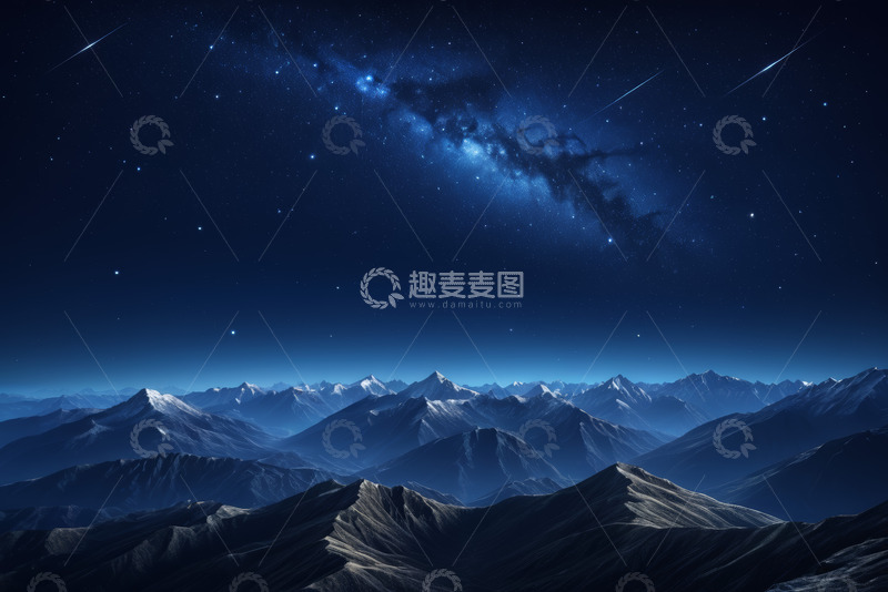 高清大图下载【趣麦麦图】星空下的连绵山脉