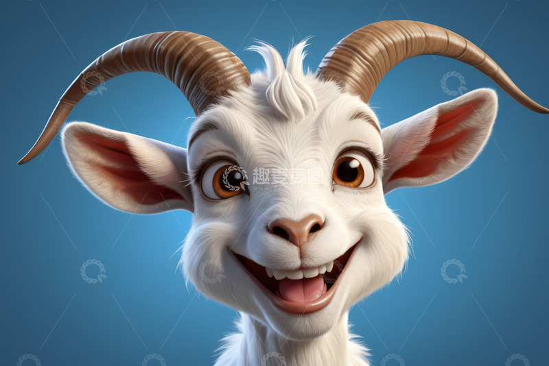 高清大图下载【趣麦麦图】卡通山羊面部特写