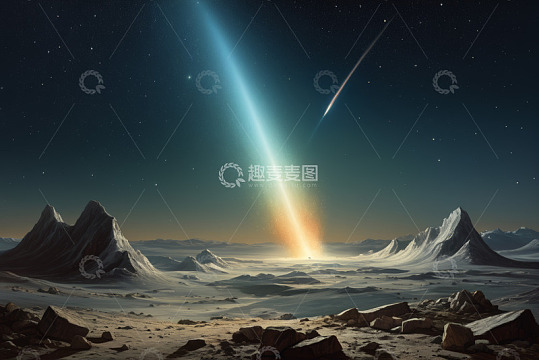 星空下山脉与流星光线景观