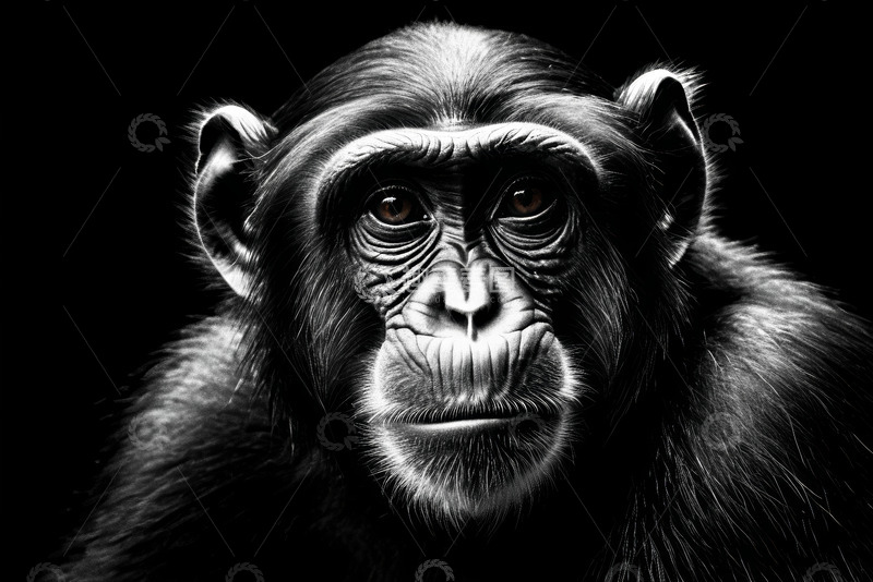 高清大图下载【趣麦麦图】黑白色调猩猩特写